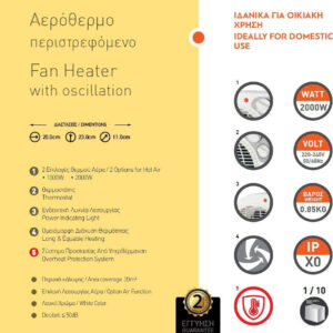 Αερόθερμο Δωματίου 1000W/2000W Λευκό 147-29125 EUROLAMP - Image 4