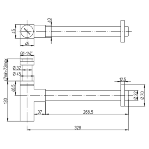 Σιφώνι 1 1/4" Τετράφωνο Dax-R 84YO849 Paini PZ Matte Black - Image 2