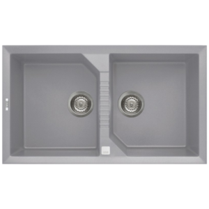 Ένθετος Γρανιτένιος Νεροχύτης Διπλός 86x50cm Tekno 450 Aluminium M79 Elleci - Image 2