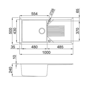 Ένθετος Γρανιτένιος Νεροχύτης 100×50cm Tekno 480 Tortora G43 Elleci - Image 6