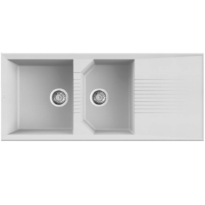 Ένθετος Γρανιτένιος Νεροχύτης Διπλός 116×50cm Tekno 500 Bianco G68 Elleci