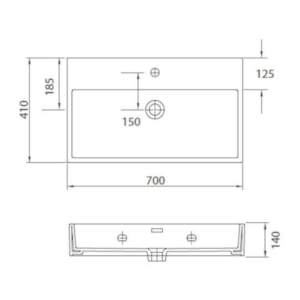 Επιτοίχιος Νιπτήρας Πορσελάνης 70x41cm Daphne 53710 Karag - Image 3