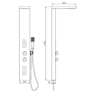 Στήλη Υδρομασάζ Kos A7307 Matt Black Karag - Image 2