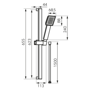 Βέργα Ντους Μαύρη Ματ Με Τηλέφωνο Ντους Sinus Black N170BL-B Ferro - Image 2