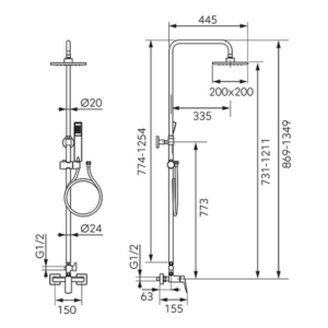 Στήλη Σταθερού Ντουζ Πλήρης Chromo Vitto Verdeline NP81-BVI7UVL Ferro - Image 2
