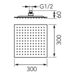 Κώδωνας Ντους Χωρίς Βραχίονα 30x30cm Μαύρος Ματ Slim Black DSN08BL Ferro - Image 2