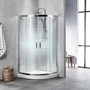 Καμπίνα Ημικυκλική Με Δύο Συρόμενες Πόρτες New Line Stripes Chrome Tema | Σε 2 Διαστάσεις