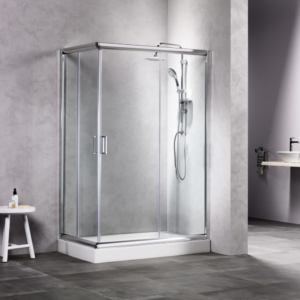 Καμπίνα Παραλληλόγραμμή Με Δύο Συρόμενες Πόρτες New Tema Διάφανο Chrome Tema | Σε 5 Διαστάσεις