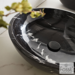 Επιτραπέζιος Μαρμάρινος Νιπτήρας Marquina Nero Ø45cm Molo Fossil - Image 3
