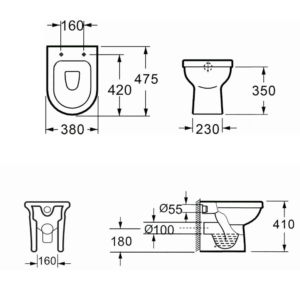 Λεκάνη Δαπέδου Λευκή BTW Rimless TR171 Paros Karag - Image 6