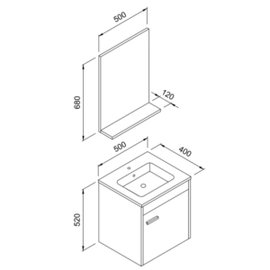 Σετ Έπιπλο Μπάνιου TIKA Ανθρακί MDF 18mm Λάκα 50 9STIK050ABM - Image 2