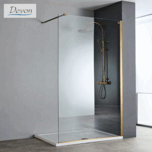 Σταθερό Πάνελ Καμπίνας Devon Iwis Walk-in Clean Glass Inox AISI304 Bronze Brushed Ύψος 220cm | Σε 6 Διαστάσεις