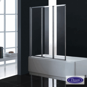 Τρίπτυχο Διαχωριστικό Μπανιέρας 120x140cm, Devon Clear Chrome