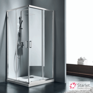 Καμπίνα Nτουζιέρας Γωνιακής Εισόδου Starlet Corner Entry Clear Chrome | Σε 3 διαστάσεις