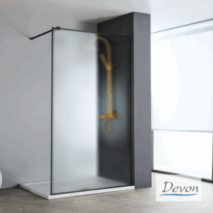 Σταθερό Πάνελ Καμπίνας Devon Iwis Fluted Walk-in Black Matt Ύψος 200cm | Σε 6 Διαστάσεις