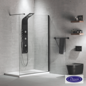 Σταθερό Πάνελ Καμπίνας Devon Iwis Walk-in Black Matt Ύψος 200cm | Σε 10 Διαστάσεις