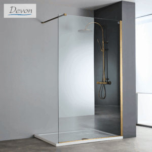 Σταθερό Πάνελ Καμπίνας Devon Iwis Walk-in Bronze Brushed PVD Ύψος 220cm | Σε 6 Διαστάσεις